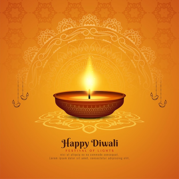 Free Vector | Happy diwali traditional festival celebration background with diya vector