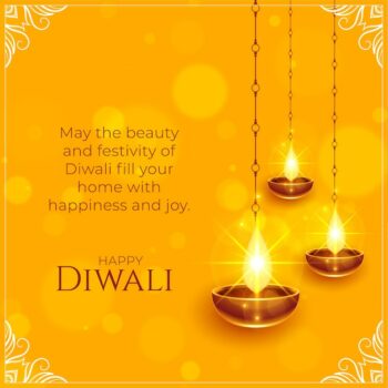Free Vector | Happy diwali wishes background with shiny diya