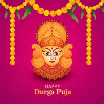Free Vector | Happy durga pooja indian festival card colorful
