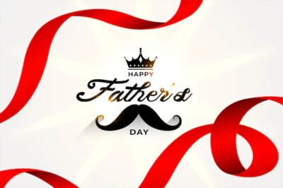 Free Vector | Happy fathers day beautiful  greeting card with red ribbons