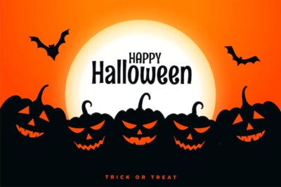 Free Vector | Happy halloween festival card with pumpkins in different expressions
