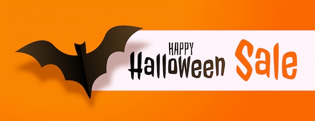 Free Vector | Happy halloween yellow sale banner concept