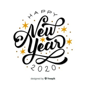 Free Vector | Happy new year 2020 with lettering