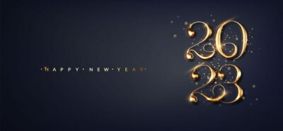 Free Vector | Happy new year greeting card and black background with a place for congratulations brochure design t