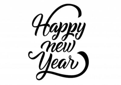 Free Vector | Happy new year lettering. handwritten inscription with swirls