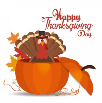 Free Vector | Happy thanksgiving day card turkey hat pumpkin