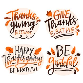 Free Vector | Happy thanksgiving lettering badge set