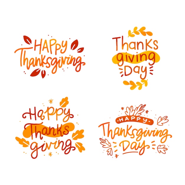 Free Vector | Happy thanksgiving lettering badges collection