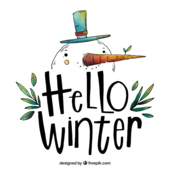 Free Vector | Hello winter background with a hand drawn snowman