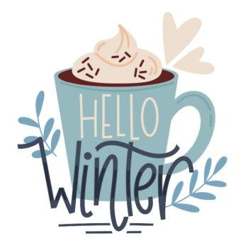 Free Vector | Hello winter lettering on a cup of hot chocolate
