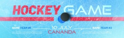 Free Vector | Hockey game banner with puck on ice rink