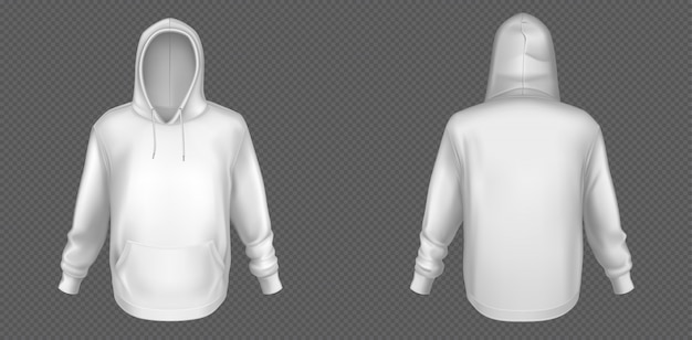 Free Vector | Hoody, white sweatshirt mock up front and back set