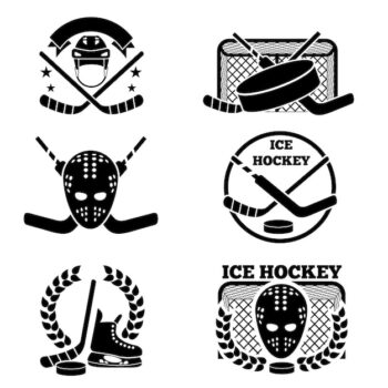 Free Vector | Ice hockey emblem and logo set.