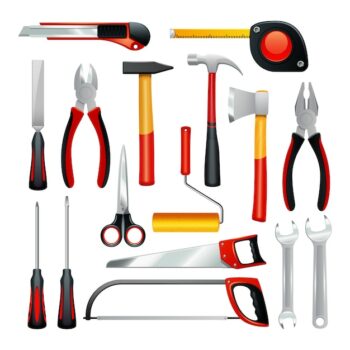 Free Vector | Icons set of different simple tools for housework and non professional repair