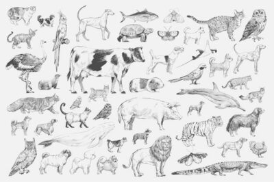 Free Vector | Illustration drawing style of animal collection