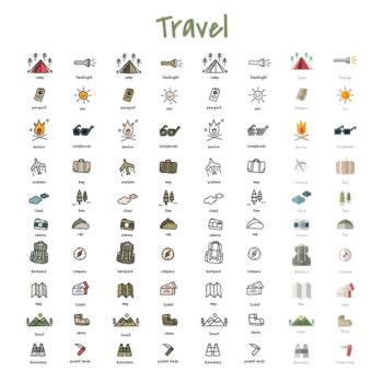 Free Vector | Illustration drawing style of camping icons collection
