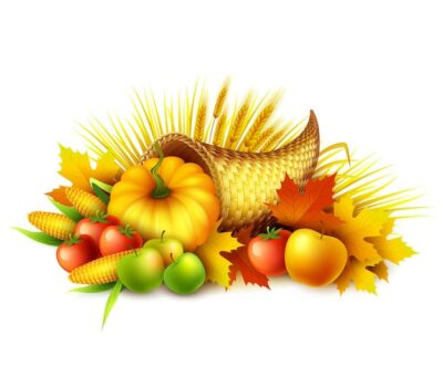 Free Vector | Illustration of a thanksgiving cornucopia full of harvest fruits and vegetables.