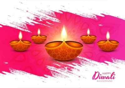 Free Vector | Illustration of burning diya on happy diwali holiday background