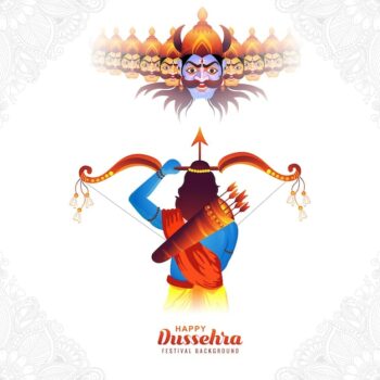 Free Vector | Illustration of lord rama killing ravana in happy dussehra festival background