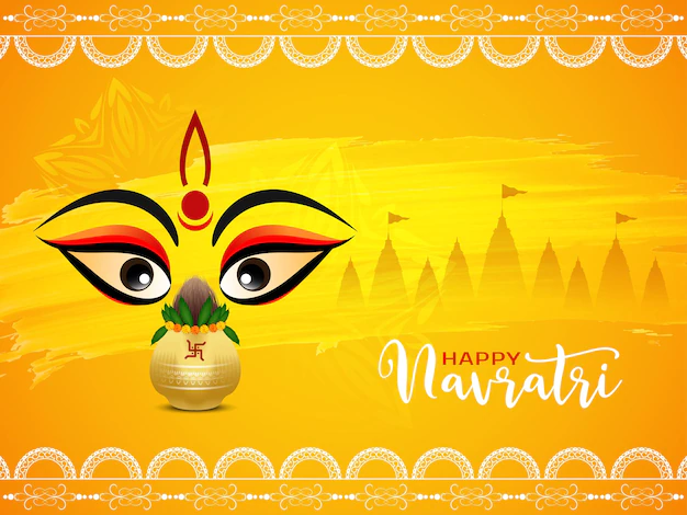 Free Vector | Indian religious happy navratri festival greeting yellow background design vector