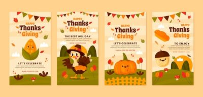 Free Vector | Instagram stories collection for thanksgiving celebration