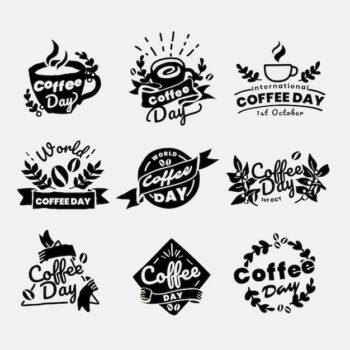 Free Vector | International coffee day logo set