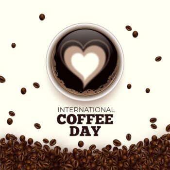 Free Vector | International day of coffee hearts in beverage