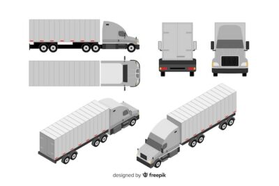Free Vector | Isometric truck perspectives collection