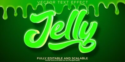 Free Vector | Jelly slime text effect editable green and liquid font style