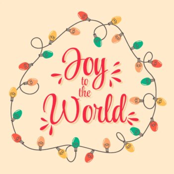Free Vector | Joy to the world lettering with christmas elements