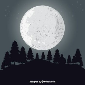 Free Vector | Landscape background with trees and moon