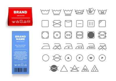 Free Vector | Laundry labels tag realistic set with ironing symbols isolated vector illustration