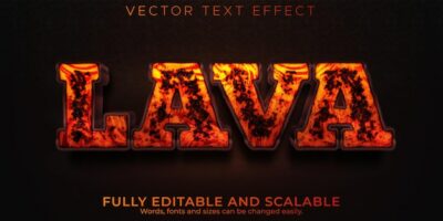 Free Vector | Lava volcano text effect, editable hot and magma text style