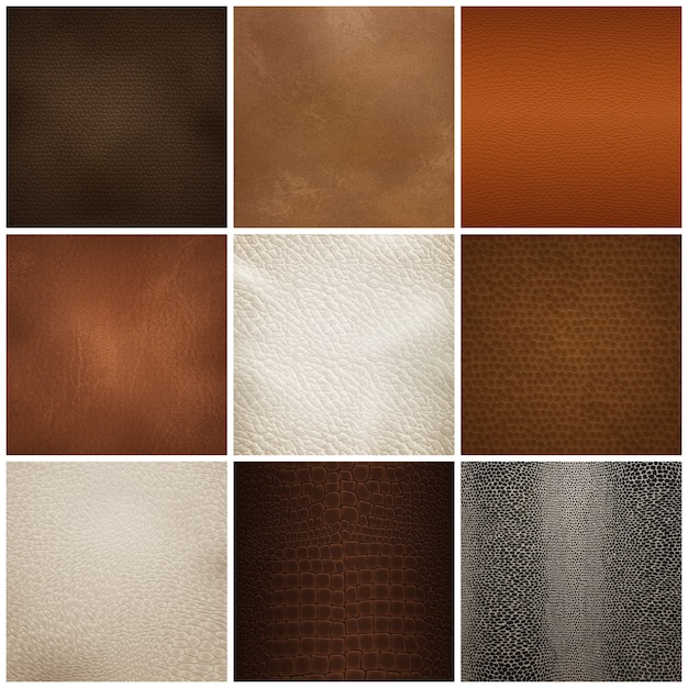 Free Vector | Leather texture samples realistic set