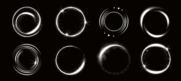 Free Vector | Light circles with sparkles, magic glow effect.