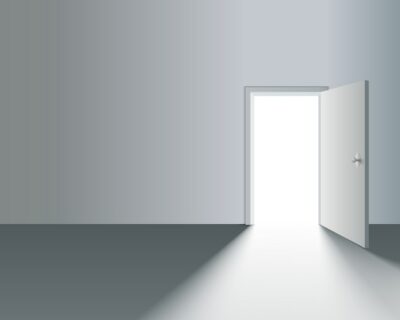 Free Vector | Light open door in white wall with shadow