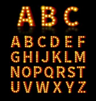 Free Vector | Lightbulb font. text and sign, bulb bright, alphabet design.