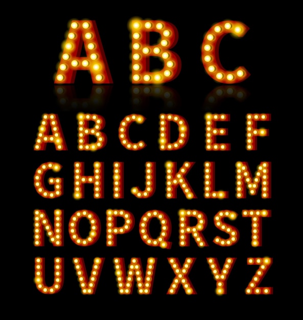 Free Vector | Lightbulb font. text and sign, bulb bright, alphabet design.