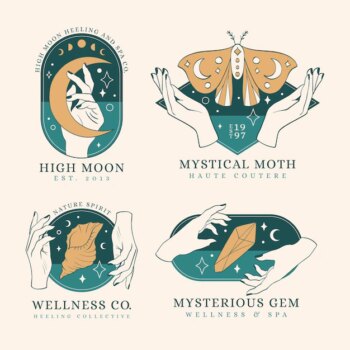 Free Vector | Line art mystic logo collection