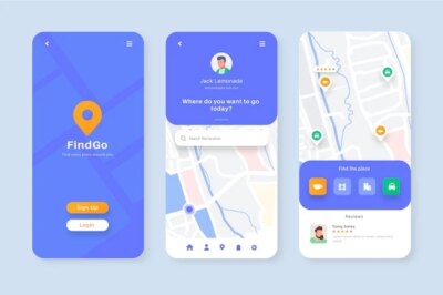 Free Vector | Location app screens collection