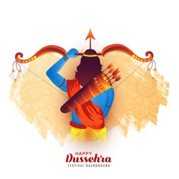 Free Vector | Lord rama happy dussehra festival wishes card illustration festival background