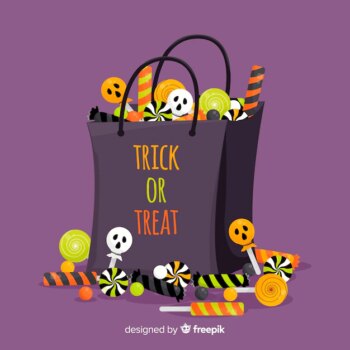 Free Vector | Lovely halloween candy bag with flat design