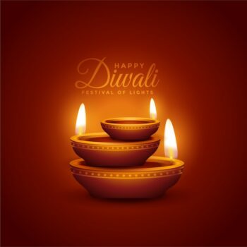 Free Vector | Lovely happy diwali background with realistic diya