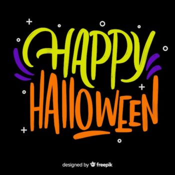 Free Vector | Lovely happy halloween lettering background