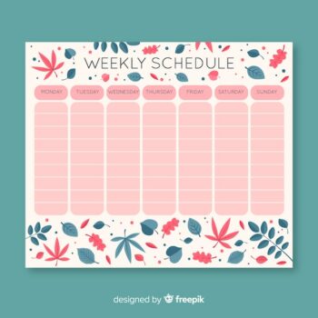 Free Vector | Lovely weekly schedule template with floral style