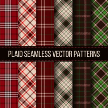 Free Vector | Lumberjack plaid, buffalo check, gingham seamless patterns set. fashion textile cloth, plaid fabric, vector illustration