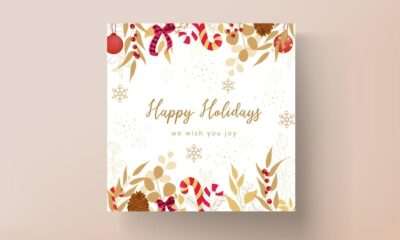 Free Vector | Luxurious gold and red merry christmas card design