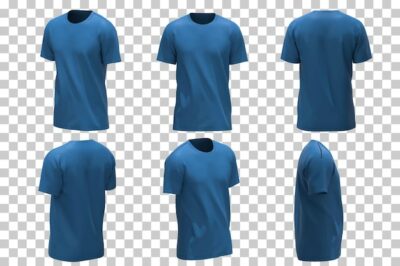 Free Vector | Men's blue t-shirt in different views with realistic style