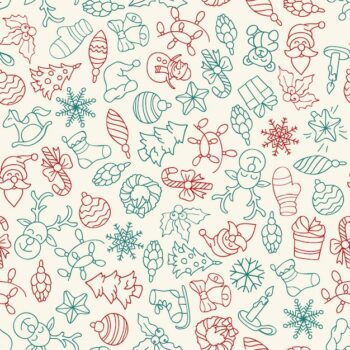 Free Vector | Merry christmas and happy new year seamless pattern with icons.