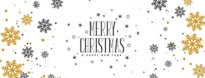 Free Vector | Merry christmas banner with gold and black snowflakes